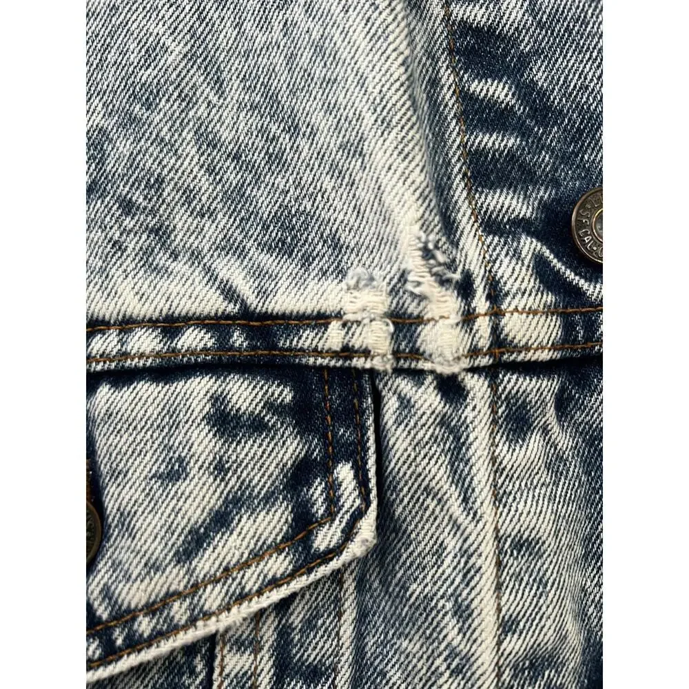 Vintage Levis Jacket Mens large Acid Wash Denim Trucker Made USA 70507 0219 80s - Picture 12 of 12